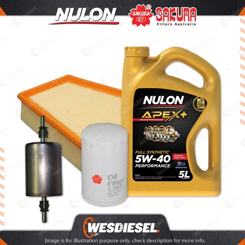 Oil Air Fuel Filter + 5L APX5W40 Oil Service Kit for Volkswagen Polo 9N GTI 1.8L
