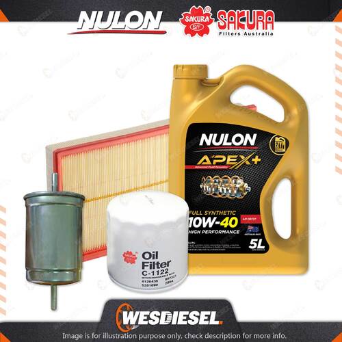 Oil Air Fuel Filter + 5L APX10W40 Service Kit for Volvo 850 850 5cyl 2.4L 95-97