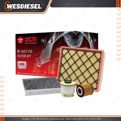 Sakura 4WD Filter Service Kit fits Ford Everest UA Ranger PX 3.2L 2011-On Panel